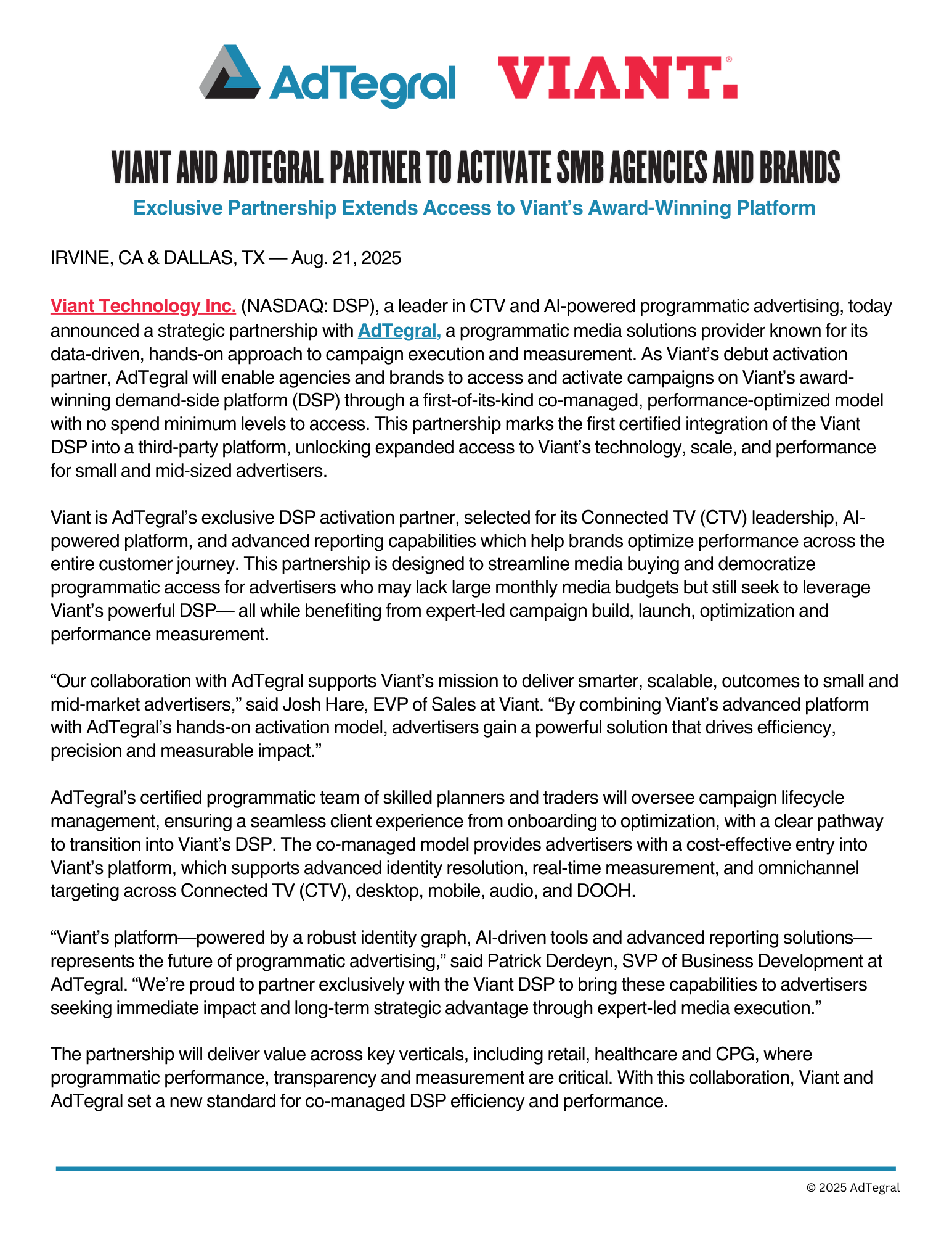 AdTegral Viant PR